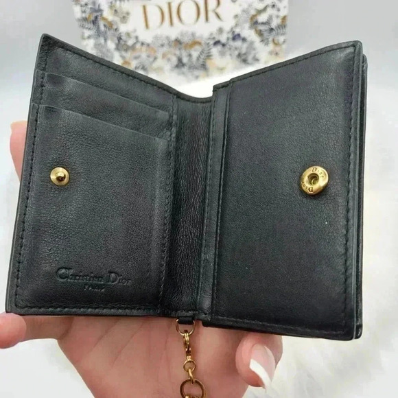 Dior Black Leather Studded Flap Card Holder - Picture 8 of 16